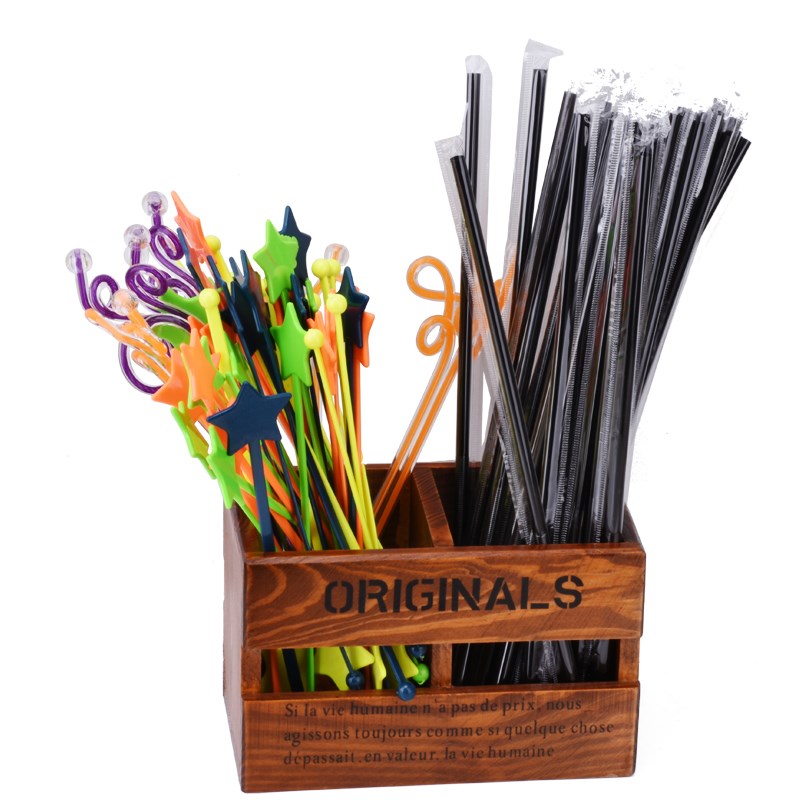 复古实木吸管盒木制饮料奶茶吸管收纳盒酒吧咖啡馆搅拌棒盒吧台盒