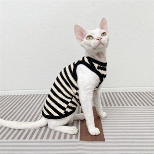 斯芬克斯无毛猫德文衣服复古毛衣弹力无袖背心矮脚秋季bf设计感