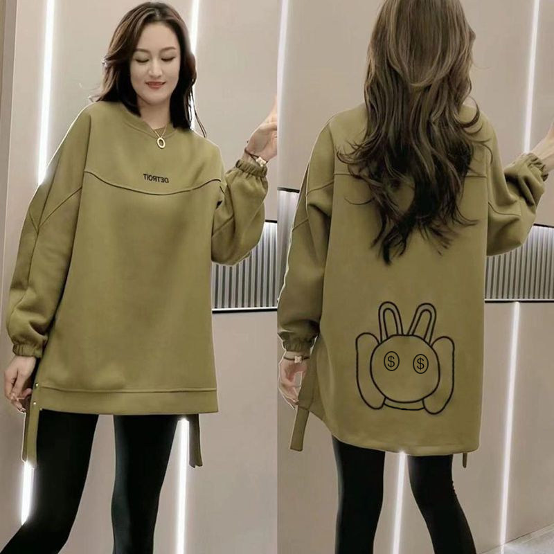 2025早春秋冬季新款女士卫衣圆领中长款连衣裙遮屁股爆款时尚洋气