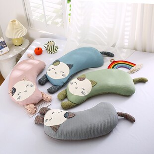 2024新款可爱j猫凉感丝全棉护颈枕头儿童幼儿园卡通荞麦枕芯骨头