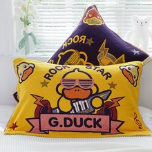 卡通纯棉纱布枕巾一对装防螨抗菌C全棉枕头巾单人防脱落绑带盖垫