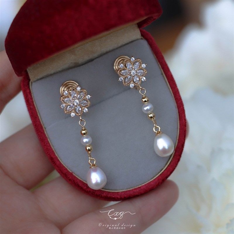 花朵耳饰轻奢 复古耳环小众设计感 高级 天然珍珠耳夹无耳洞女,饰品/流行首饰/时尚饰品新,耳夹,淘宝优惠券,粉丝福利购,淘宝优惠卷