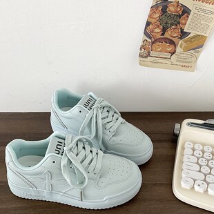 喜叔十字花厚底板鞋女款秋季2024新款百搭小白鞋休闲运动面包鞋子