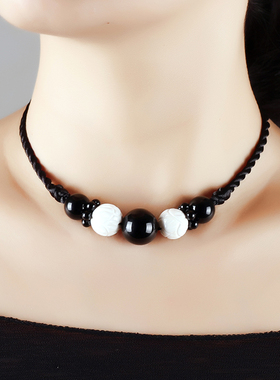 民族风项链女锁骨链简约大方脖链百搭黑色颈链脖子饰品夏季装饰链