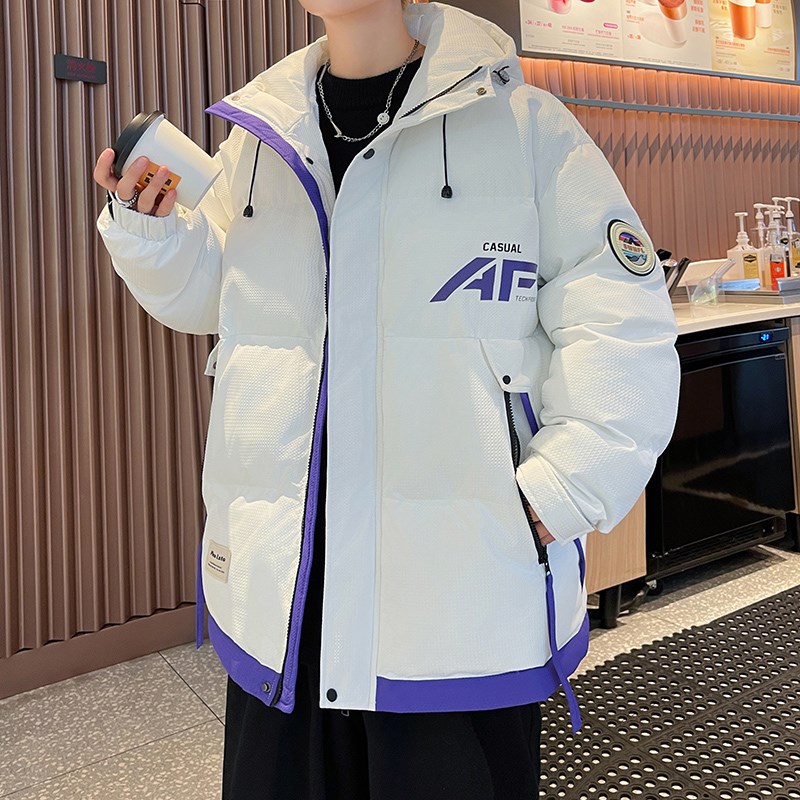 潮牌羽绒服男冬季2024新款青少年潮流棉衣加厚连帽保Y暖冬装外套