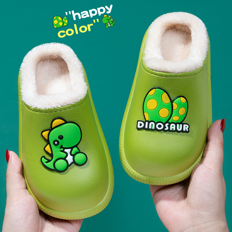 儿童棉拖鞋包跟冬季男童女宝宝居家保暖防滑防水加绒加厚软底棉鞋