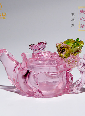 琉璃工艺a品 茶壶装饰品酒柜家居摆件乔迁新居 送朋友生日结婚礼