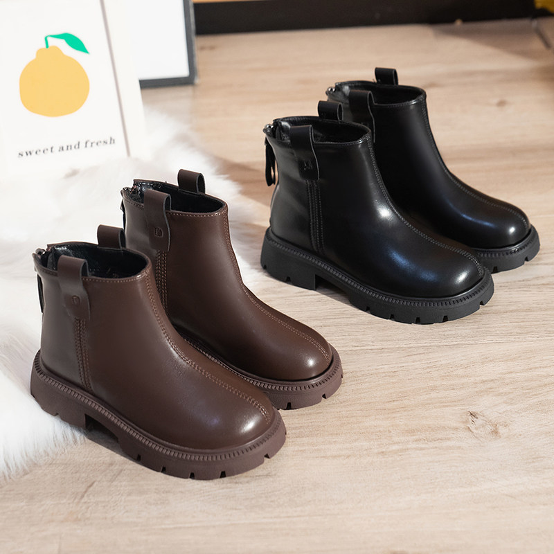 女童马丁靴2023秋冬新款小女孩单靴英伦儿童加绒皮靴宝宝二棉短靴,童鞋/婴儿鞋/亲子鞋,皮靴,淘宝优惠券,粉丝福利购,淘宝优惠卷