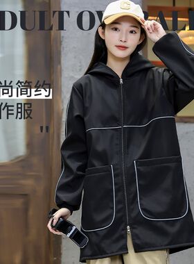 男女工作服防水罩衣厨房防风衣外套保暖耐脏加绒2024中长款logo