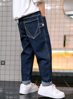 8男大童9冬季休闲12牛仔裤子13儿童春秋宽松加绒10U初中生男孩15