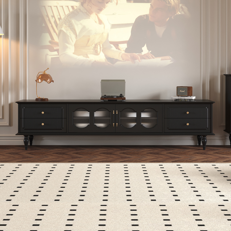 实木电视柜2023新款简约现代客厅家用小户型黑色茶几电视机柜组合