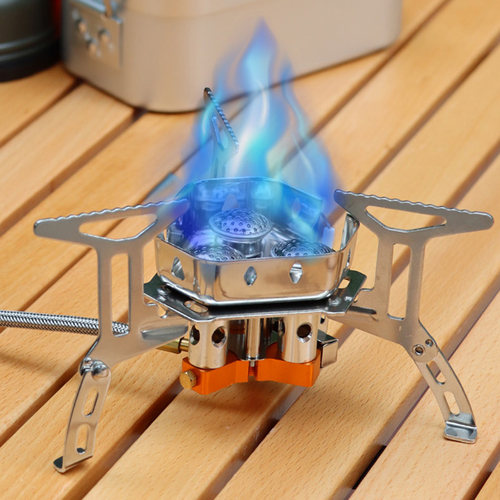 户外露营防风三头炉炉头便携式可折叠烧水煮茶燃气炉灶卡式炉炉具