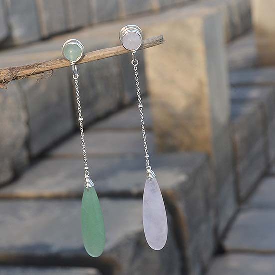 手工天然粉晶东陵玉长水滴中长款耳环耳钉 无耳洞蚊香盘耳夹 女款,饰品/流行首饰/时尚饰品新,耳夹,淘宝优惠券,粉丝福利购,淘宝优惠卷