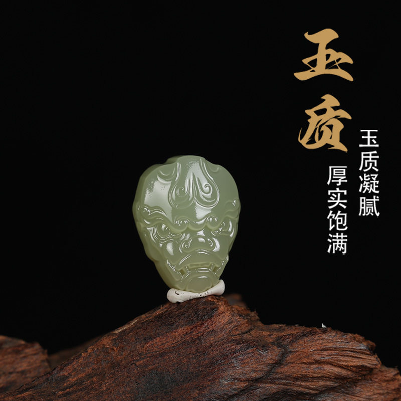 天然和田玉兽头三通散珠DIY手链