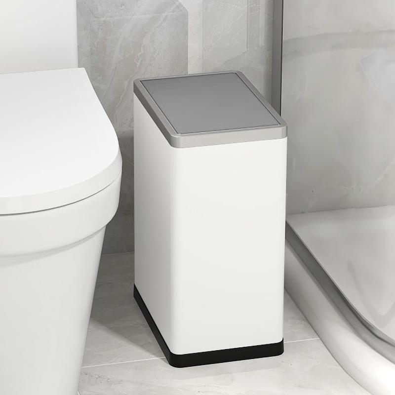 垃圾桶不锈钢带盖家用摇盖长方形窄缝卫生间商用客厅办公室大容量