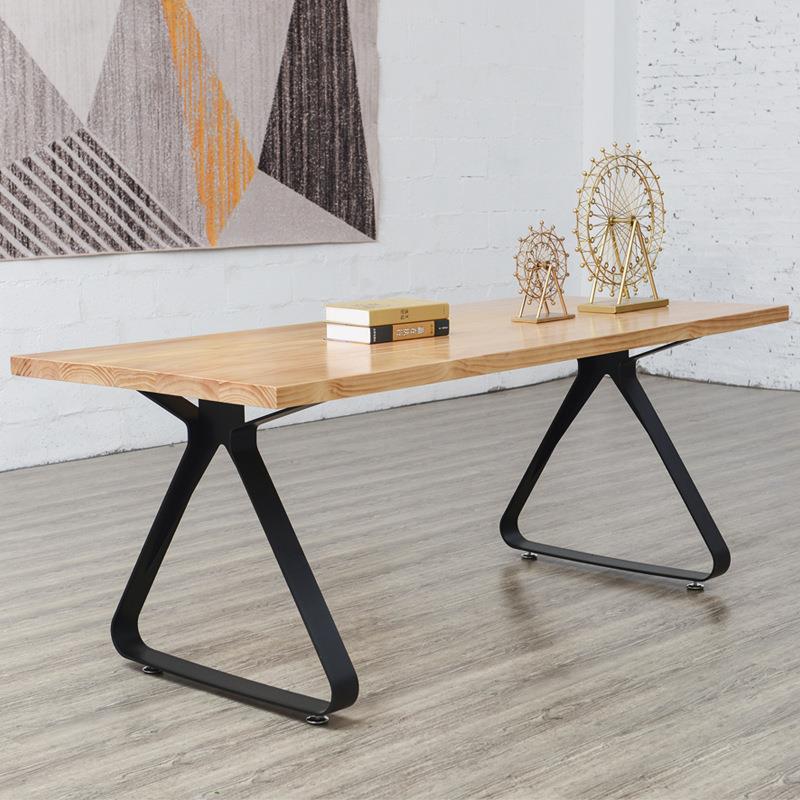 实木书房单人办公电脑桌北欧创意铁艺老板办公桌写字台