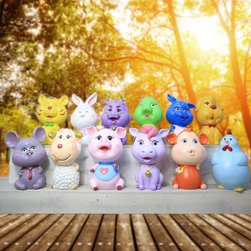 直销十二生肖树枝摆件家居花园阳台庭院装饰12生肖花釭摆件