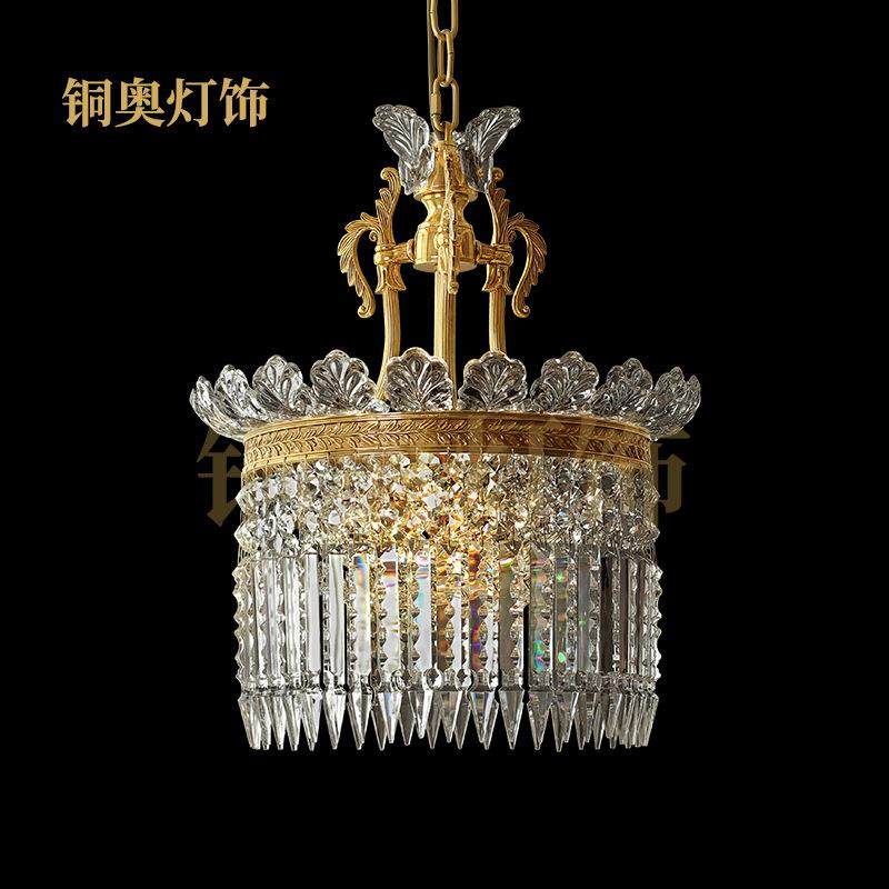 铜奥欧式全铜水晶吊灯法式别墅奢华餐厅玄关走廊卧室书房过道衣