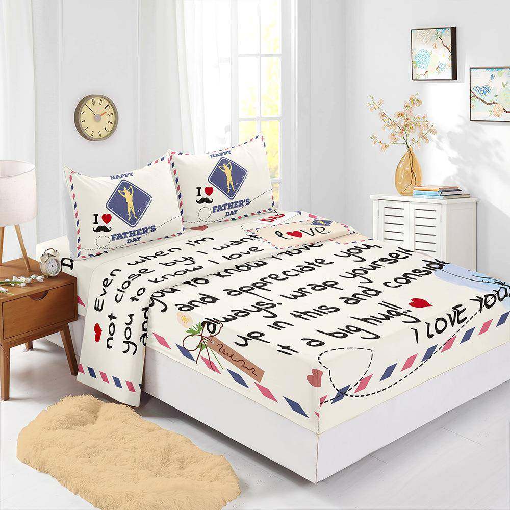 热销信封四件套床笠数码印花床垫保护套外贸床上用品批