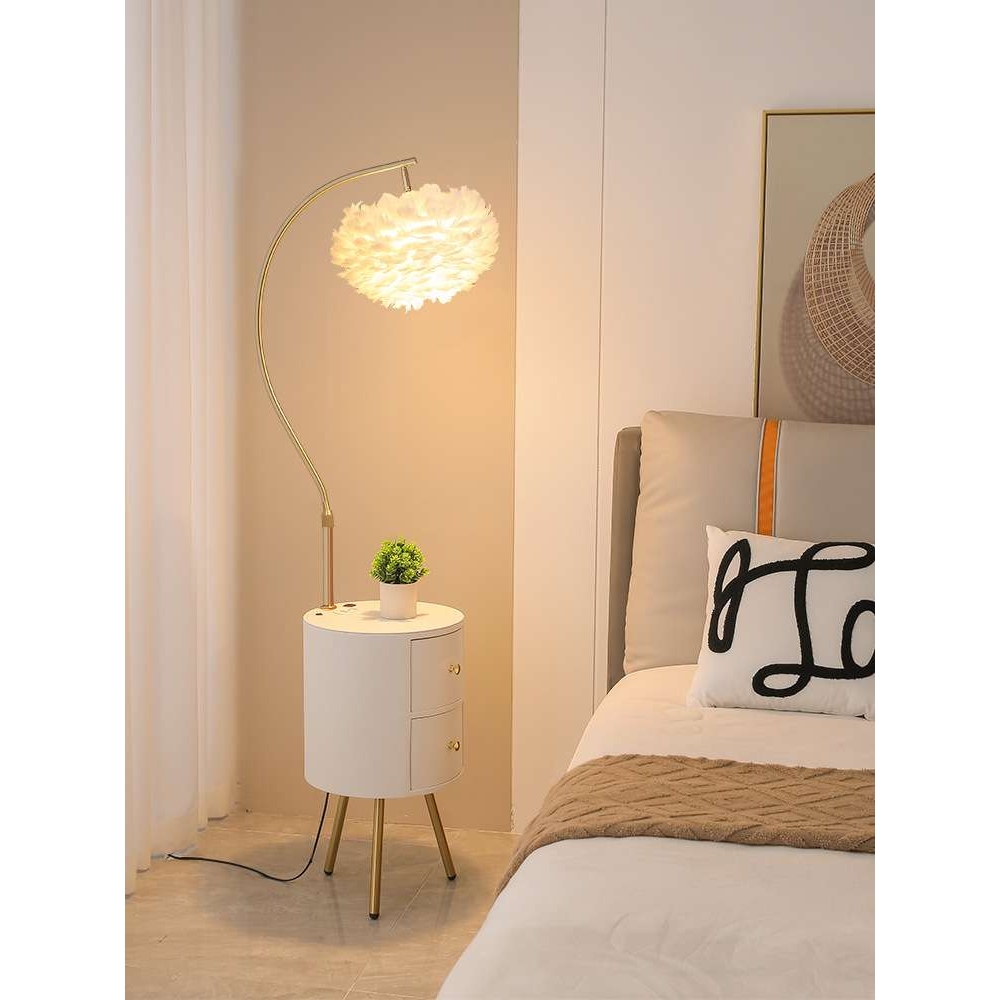 法式奶油风床头柜子一体台灯现代简约卧室儿童创意边几替代置新品