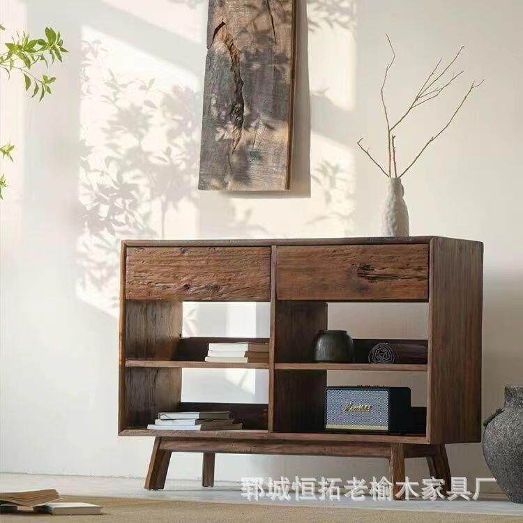 实木斗柜家用小户型靠墙边柜书籍茶具展示柜木质储物餐边柜