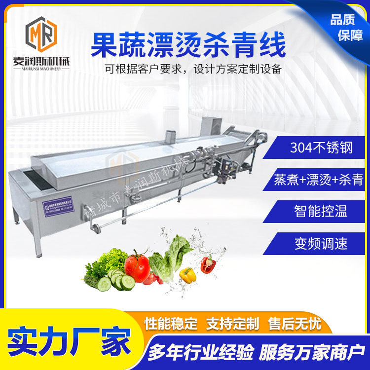 笔管鱼漂烫蒸煮冷却线薯条蒸煮漂烫线鸡肉漂烫解冻机厂家