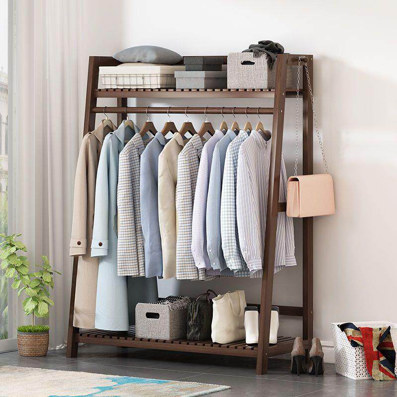 实木落地挂衣架加粗立式卧室简易衣帽架多功能衣柜衣服置物架木质
