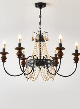 法式复古客厅主灯中古黑色蜡烛美式设计师高级感餐厅灯具卧室吊灯