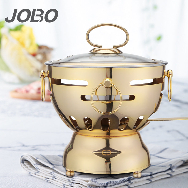 巨博（JOBO）304不锈钢小火锅单人自助小涮锅海鲜酒精炉火锅炉