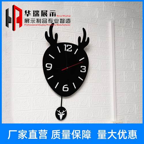 表鹿头挂墙钟表挂钟客厅现代简约创意轻奢时尚家用时钟创意家居