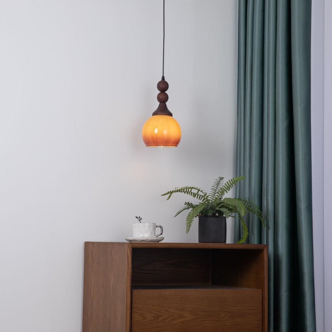 复古床头小吊灯中古南洋风法式美式设计师单头实木主卧室吧台线灯