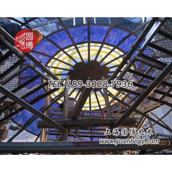 彩色镶嵌玻璃穹顶欧式风格教堂华润集团杭州彩色玻璃穹顶项目
