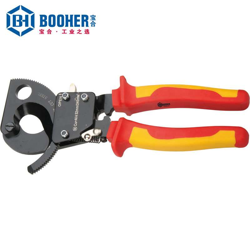 Booher宝合工具双色绝缘棘轮式电缆钳剪BH0220924/38 (240~380mm)