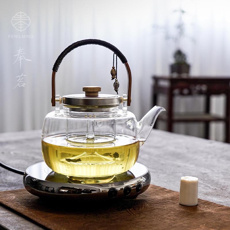 玻璃提梁烧水壶蒸煮茶壶电陶炉煮茶器家用茶具养生煮茶炉套装