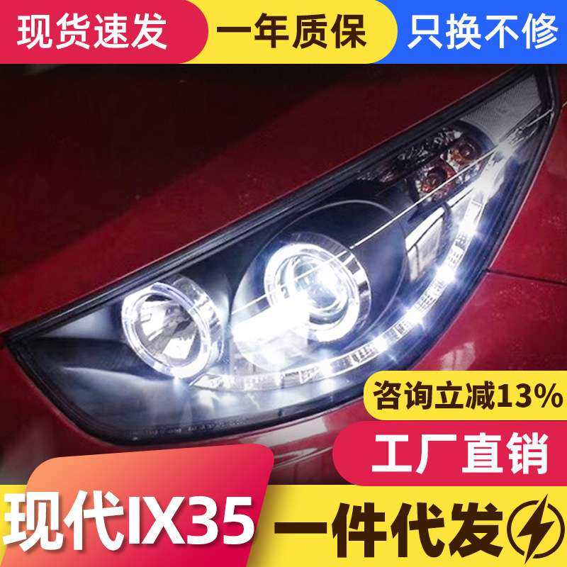 适用于09-12款现代ix35大灯总成改装天使眼LED日行灯透镜
