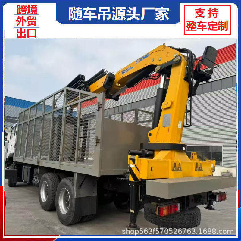 东风天龙雷诺尾置随车吊徐工10吨吊机带抱砖装卸夹具运拉砖车厂家