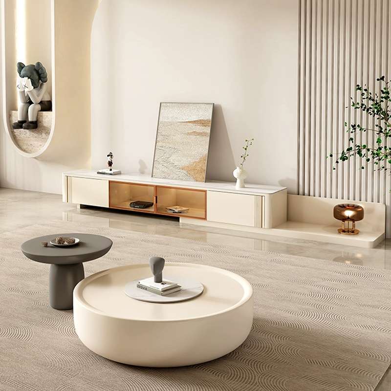 2023设计师新款圆形法式奶油风茶几客厅家用小户型轻奢现代小边几