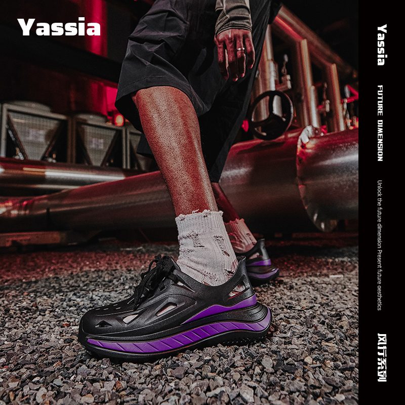 亚束洞洞鞋男新款夏季厚底透气沙滩凉鞋男士运动外穿耐磨沙滩拖鞋