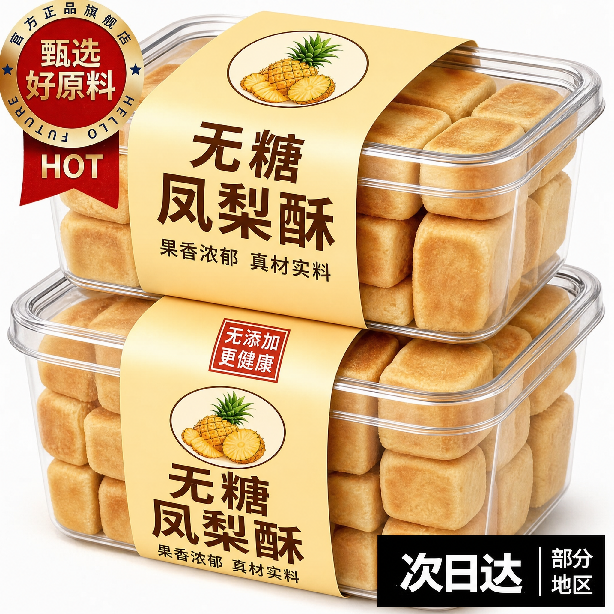 凤梨酥无蔗糖旗舰店厦门特产传统手工老字号糖尿人糕点无糖零食品