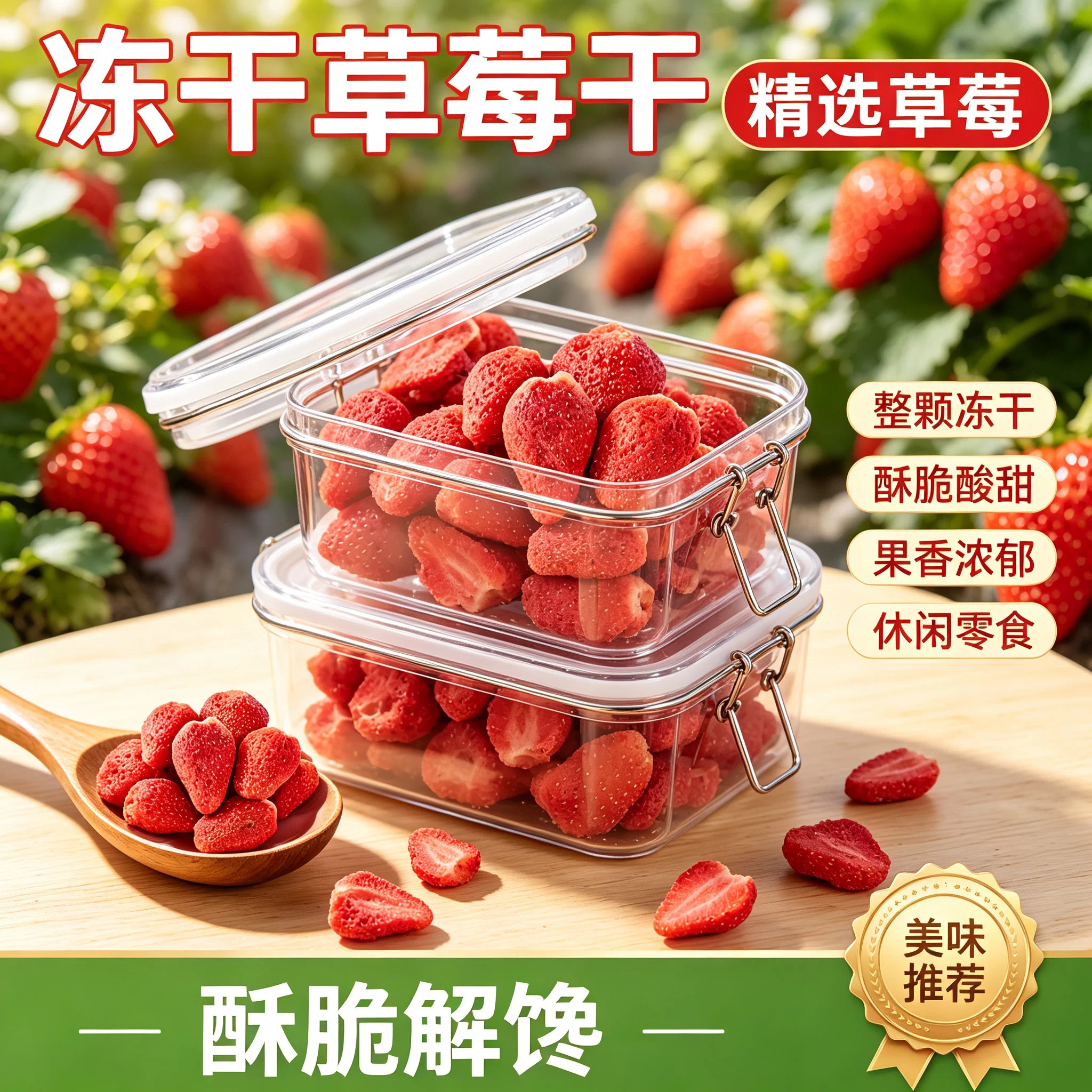草莓冻干官方旗舰店整粒草莓脆罐装无添加无糖水果脯婴儿孕妇可吃
