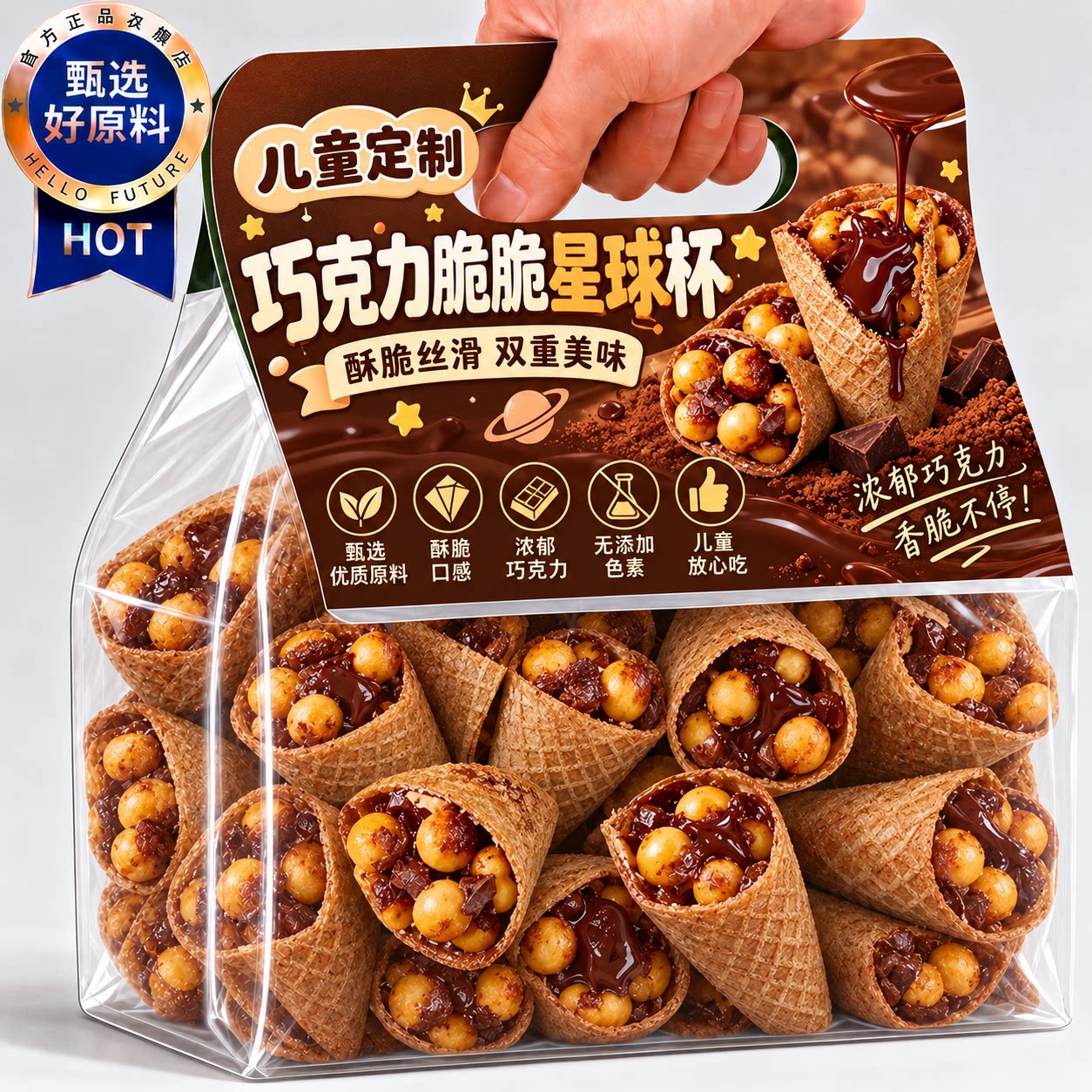 星球杯巧克力脆脆杯脆脆甜筒桶装夹心饼干儿童小零食官方旗舰店