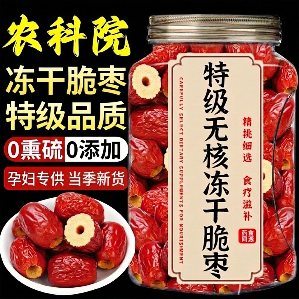 新疆冻干脆枣无核去核特产灰枣红枣补气养血独立小包装官方旗舰店