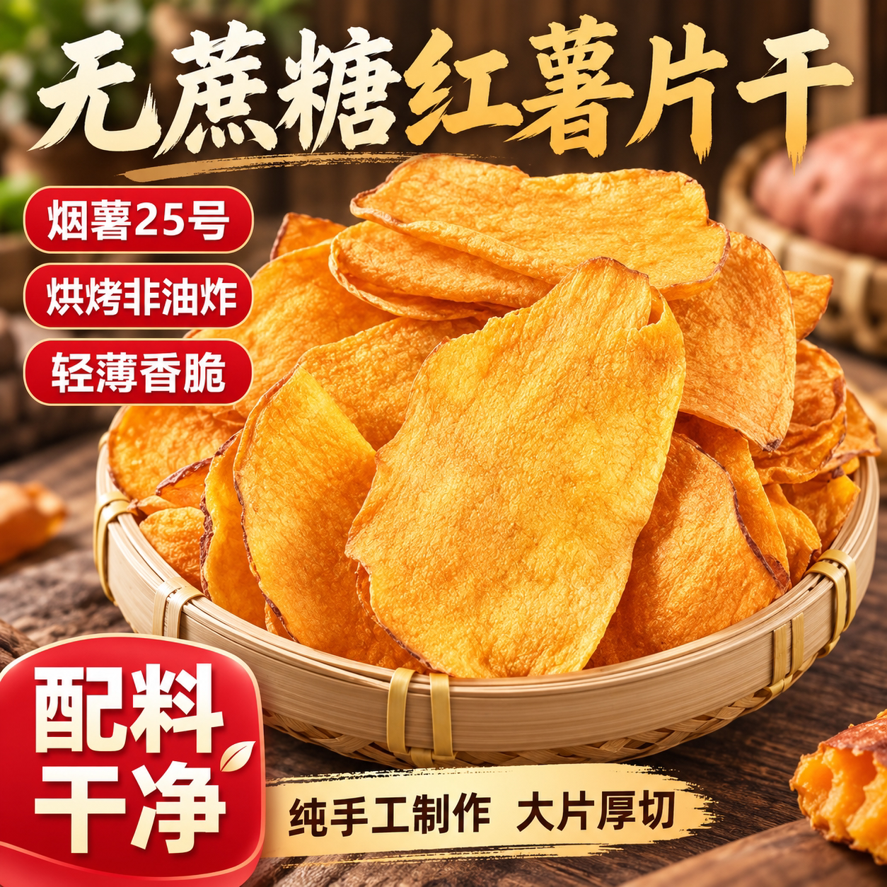 高品质香脆地瓜片官方旗舰店烤红薯片芝香酥脆番薯干农家自制碳烤