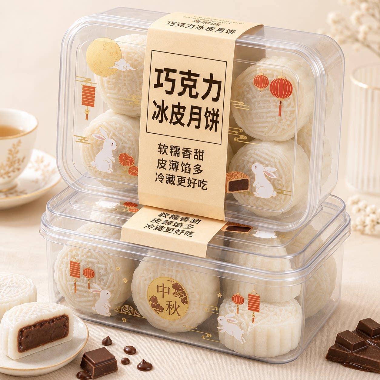 巧克力冰皮月饼官方旗舰店正品雪媚娘榴莲夹心月饼中秋节流心爆浆