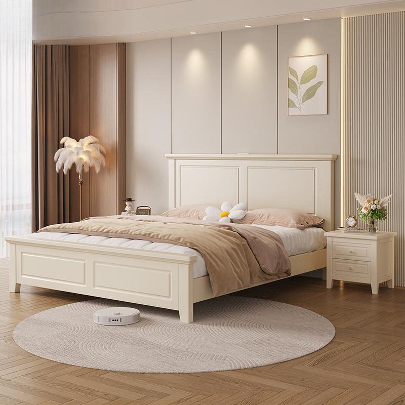 美式床全实木床白色1.8米现代简约单双人1.5m主卧1.2奶油风公主床