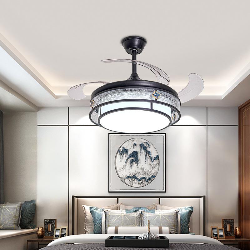 新中式吊灯带电风扇灯家用客厅遥控隐形led吊扇灯卧室饭厅餐厅灯