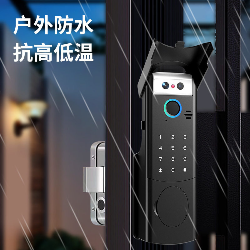 牛头锁铁门锁防盗门指纹锁大门防水电子密码门锁智能防水锁带钥匙