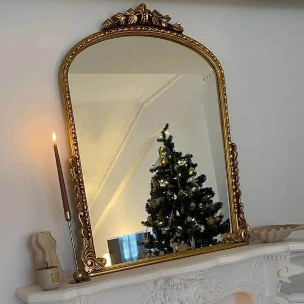 法式化妆镜桌面壁挂欧式复古卫生间浴室梳妆镜挂墙美式壁炉装饰镜