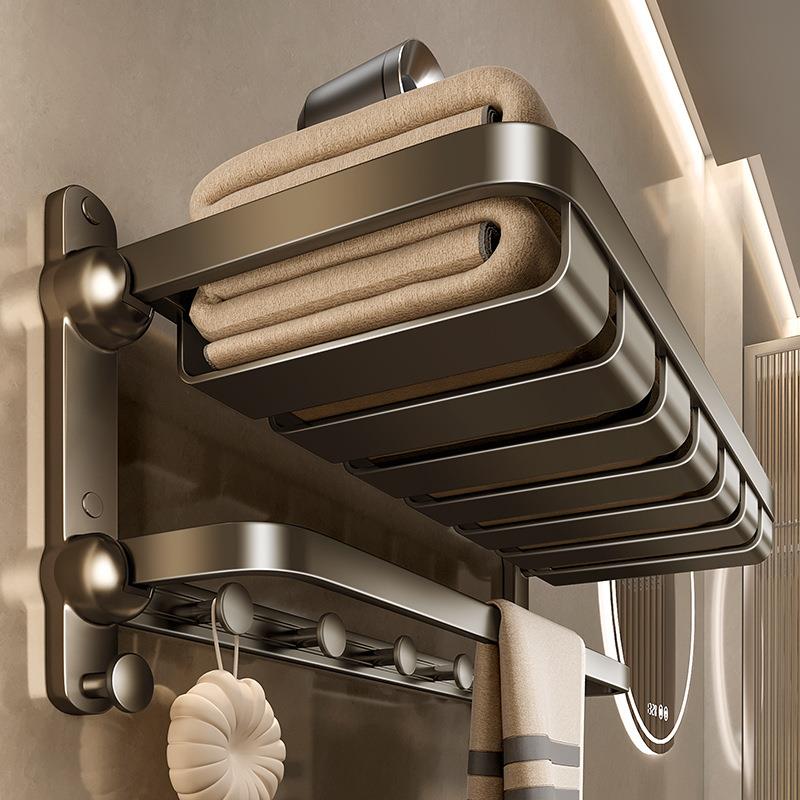 毛巾架卫生间免打孔浴室置物架一体洗手间衣物收纳架子厕所浴巾架