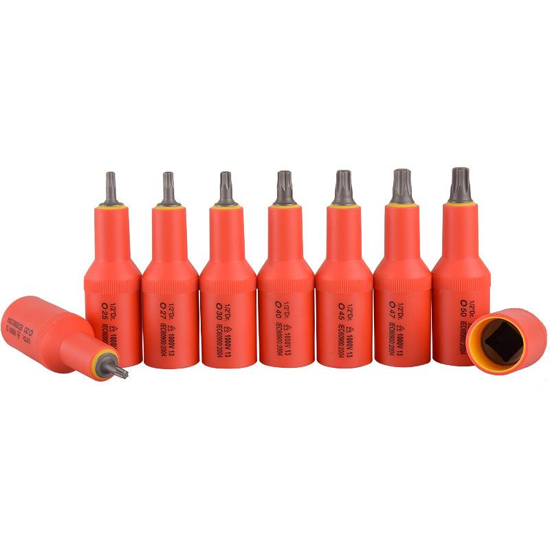 直销1000V1/2绝缘星型旋具套筒批头T20-T55梅花批头IEC安全认证